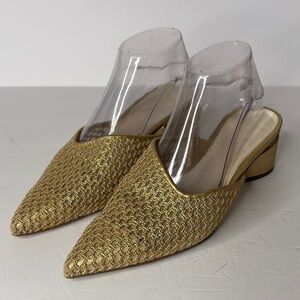 Franco Sarto Gold Woven Mesh Mules